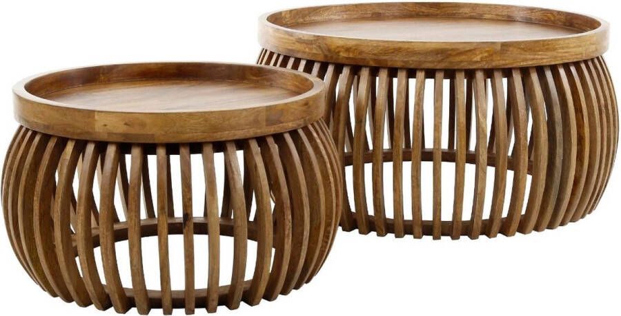 Fraaai Odila salontafel mangohout curve set van 2 - Foto 4