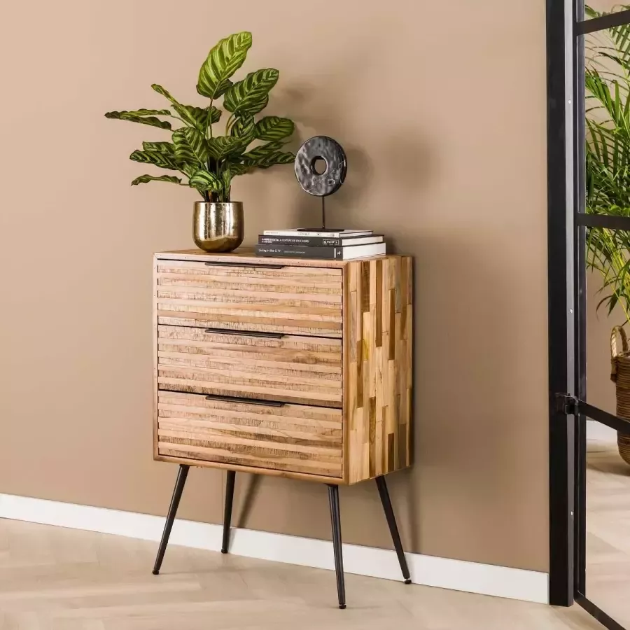 Fraaai Sema ladekast 3 lades teakhout