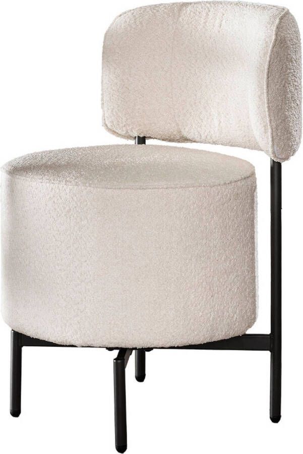 Fraaai Tobias draaibare eetkamerstoel bouclé wit