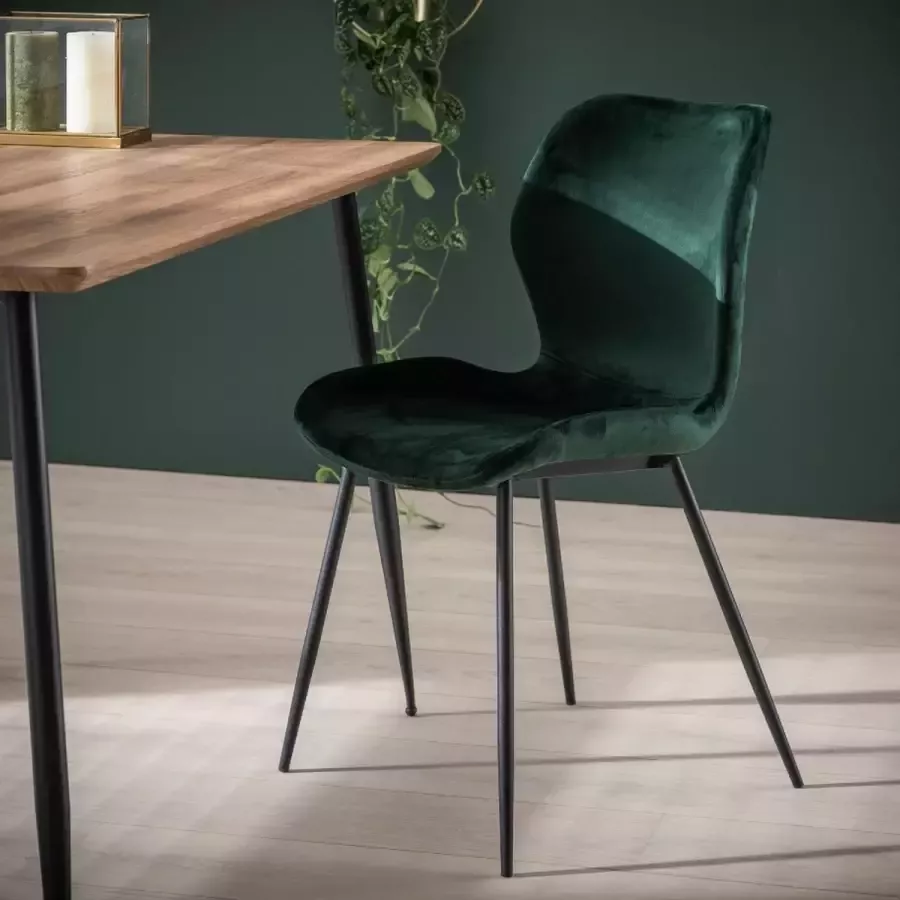 Fraaai Verona eetkamerstoel velvet groen