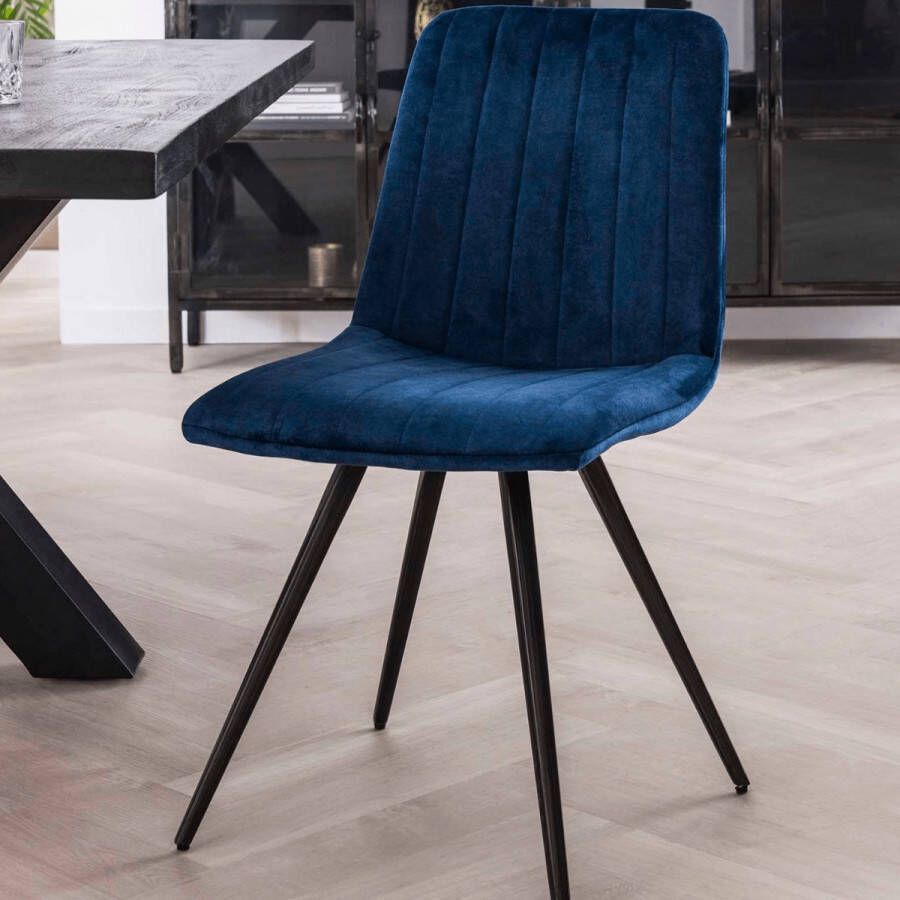 Fraaai Victor eetkamerstoel velvet blauw (Set van 4) - Foto 2
