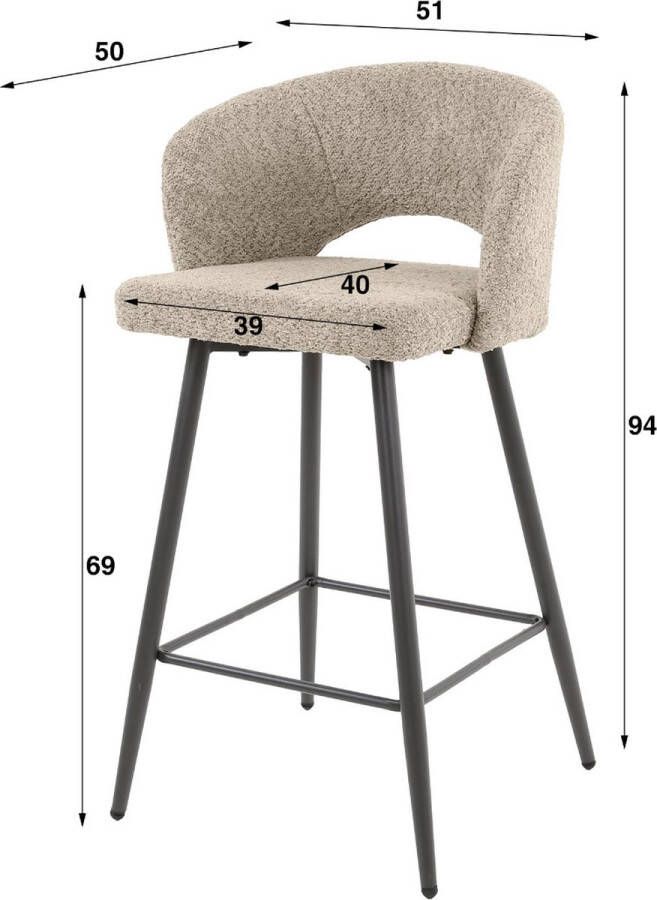 Fraaai Zayn barstoel bouclé zand