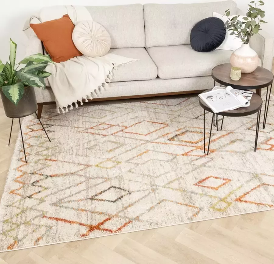 Fraai Hoogpolig vloerkleed Blend Diamond Terra 200x290cm