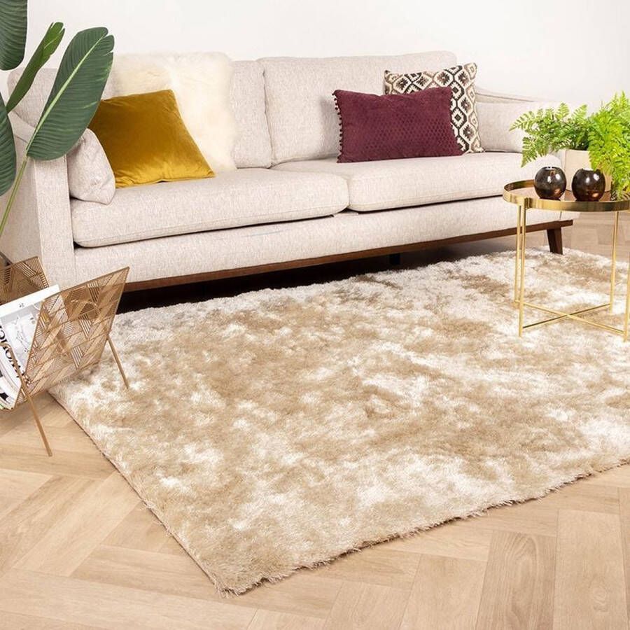 Fraai Hoogpolig vloerkleed Glorious Champagne Creme 280x380cm