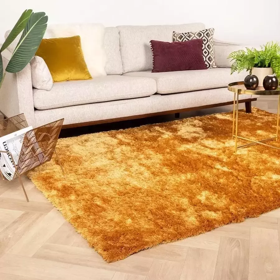 Fraai Hoogpolig vloerkleed Glorious Goud Geel 240x340cm