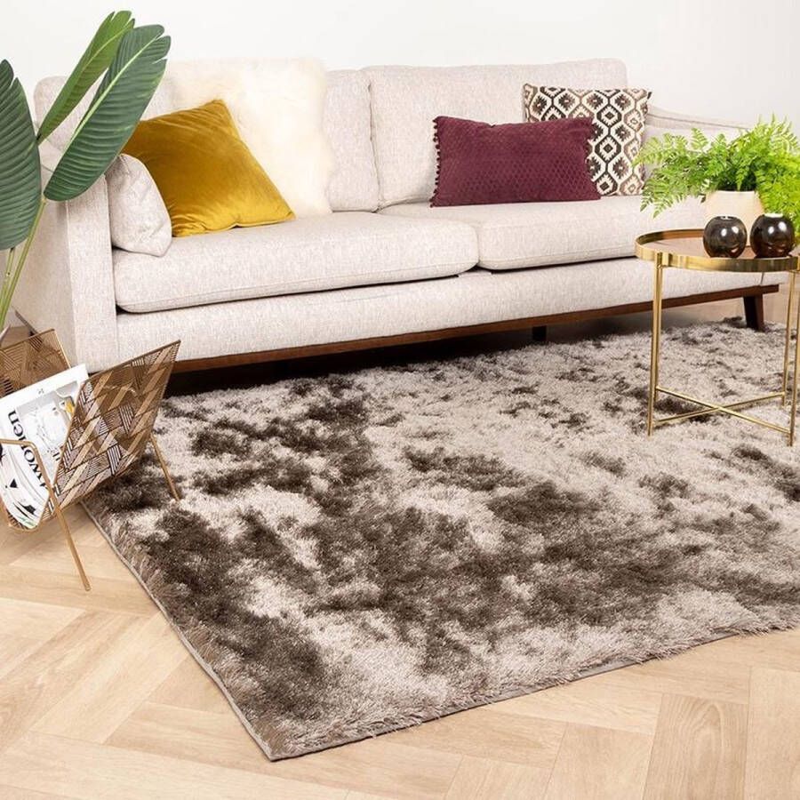 Fraai Hoogpolig vloerkleed Glorious Zilver Grijs 240x340cm