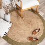 Fraai Jute vloerkleed Fair Rond naturel groen Ø 100cm - Thumbnail 1