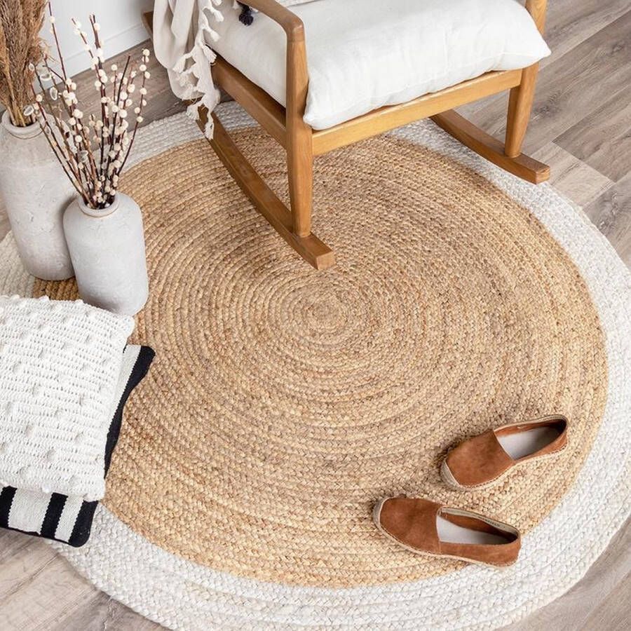 Fraai Jute vloerkleed Fair Rond naturel wit Ø 140cm