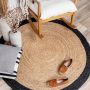 Fraai Jute vloerkleed Fair Rond naturel zwart Ø 200cm - Thumbnail 2