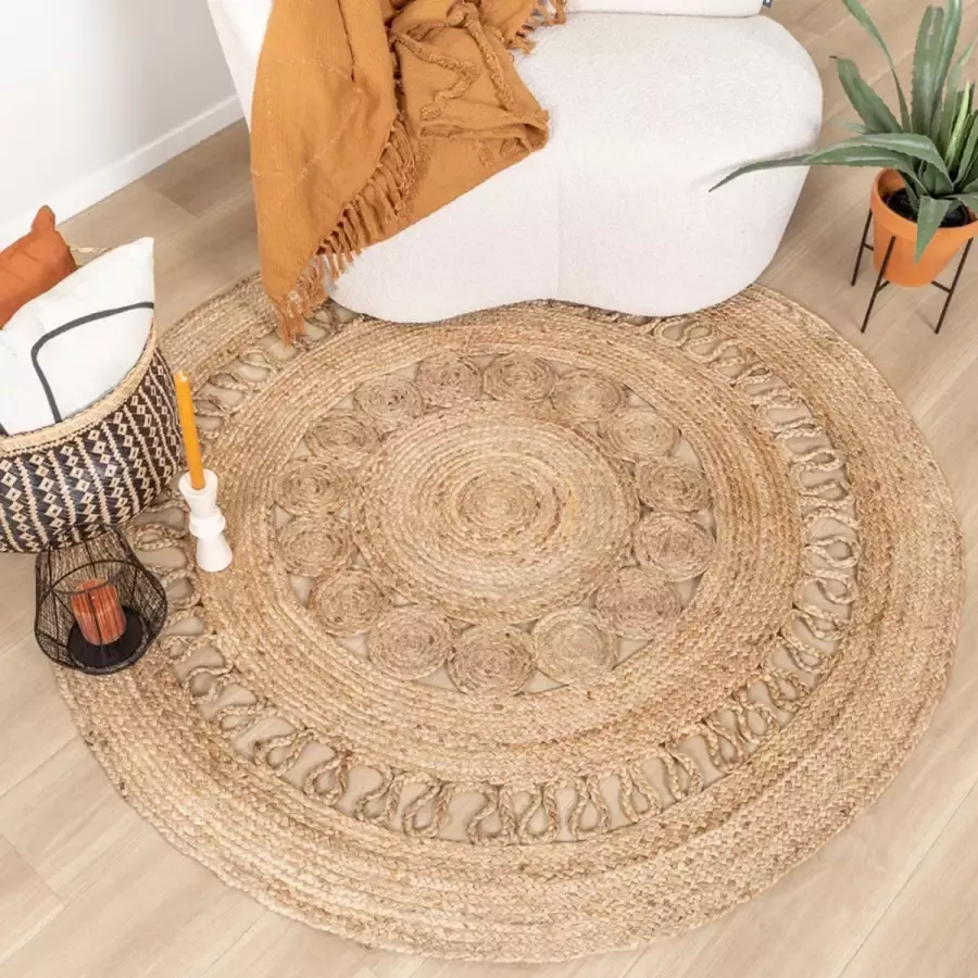 Fraai Jute vloerkleed Fair Rond Rotan naturel Ø 180cm