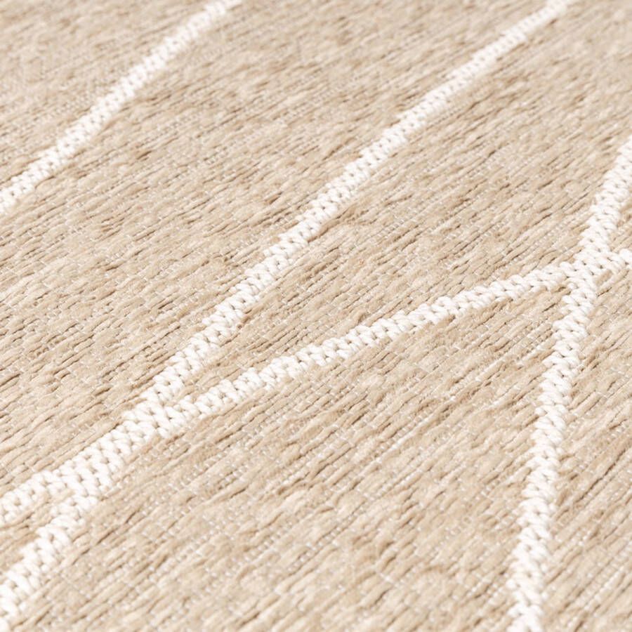 Fraai Modern buitenkleed Porto Lines Creme 135x190cm