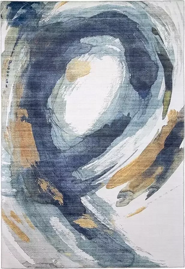 Fraai Modern vloerkleed Strong Brush Blauw Geel 200x290cm