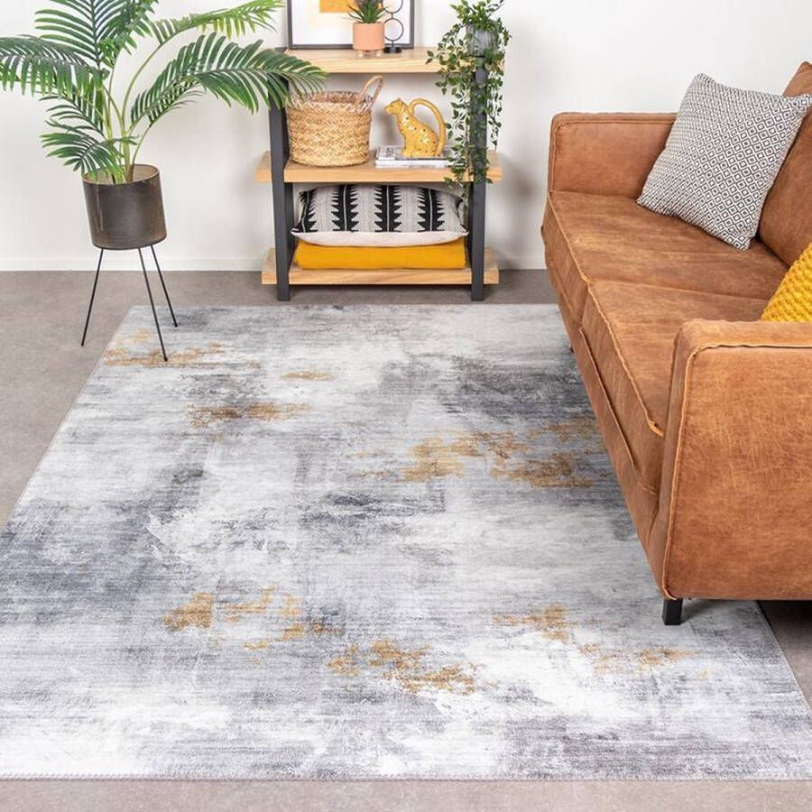 Fraai Modern vloerkleed Strong Grijs Geel 80x150cm