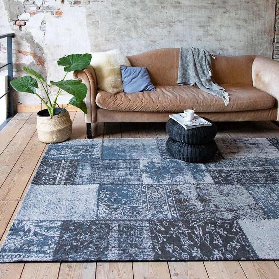 Fraai Patchwork vloerkleed Dreams Grijs Blauw 240x340cm