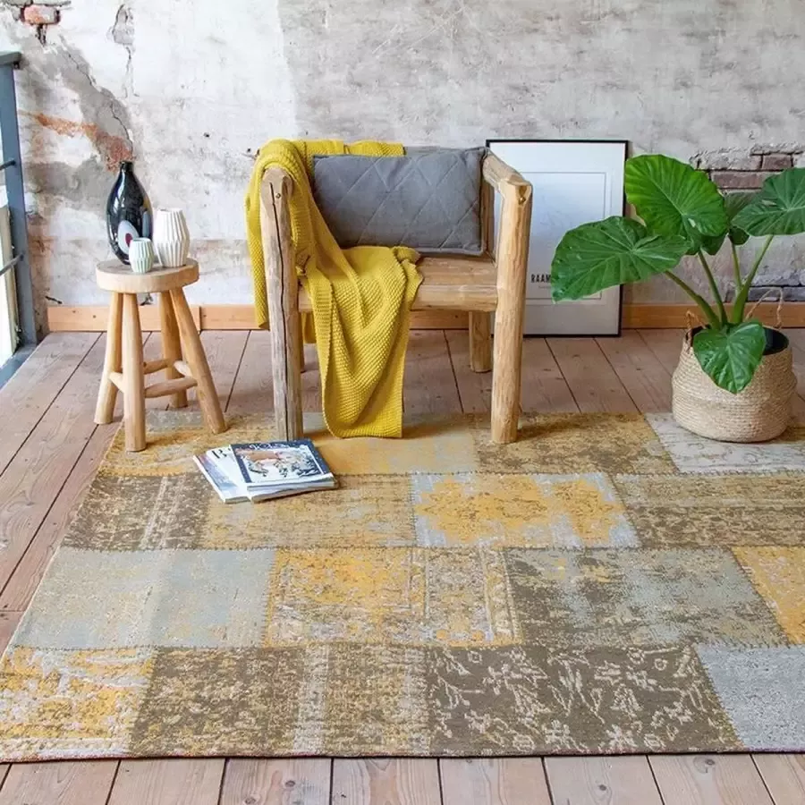 Fraai Patchwork vloerkleed Dreams Okergeel 140x200cm