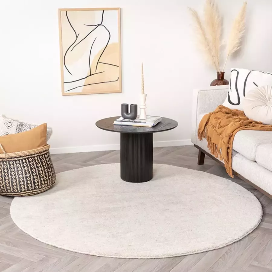 Fraai Rond Berber vloerkleed Aicha Beige Ø120cm