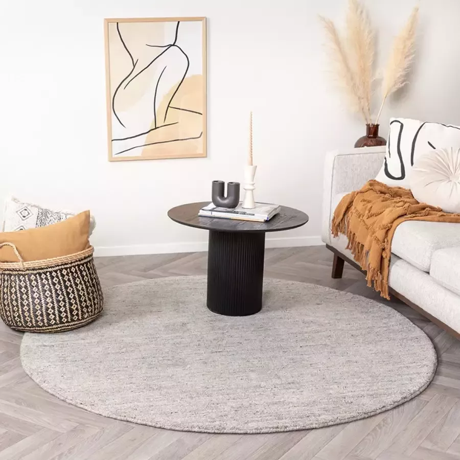 Fraai Rond Berber vloerkleed Aicha Grijs Ø120cm