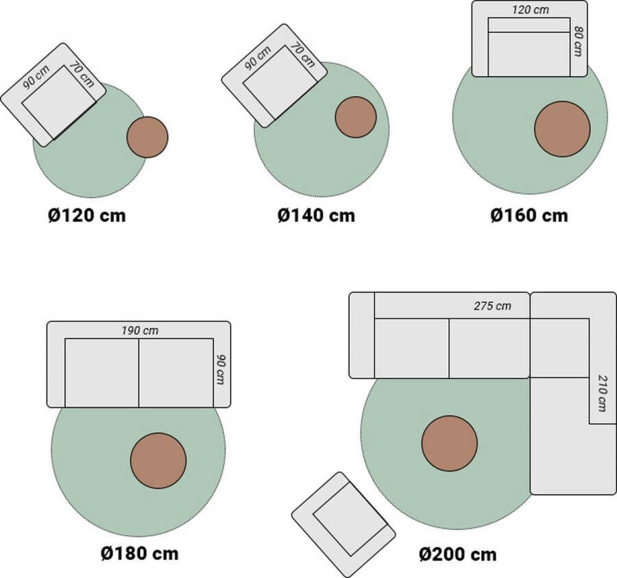 Fraai Rond Berber vloerkleed Aicha Grijs Ø240cm
