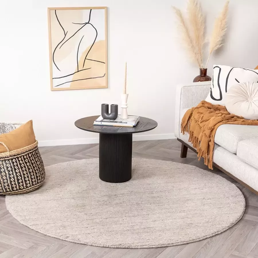 Fraai Rond Berber vloerkleed Aicha Taupe Ø200cm