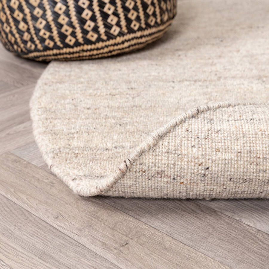 Fraai Rond Berber vloerkleed Aicha Taupe Ø240cm