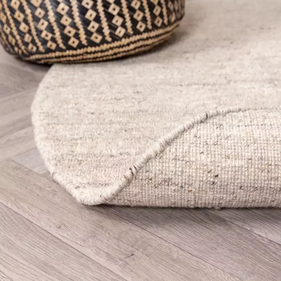 Fraai Rond Berber vloerkleed Aicha Taupe Ø240cm