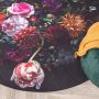 Fraai Rond bloemen vloerkleed Florine Zwart Roze Ø160cm - Thumbnail 1