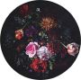 Fraai Rond bloemen vloerkleed Florine Zwart Roze Ø200cm - Thumbnail 1