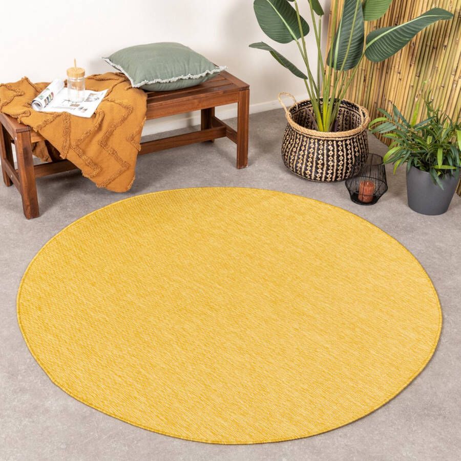 Fraai Rond buitenkleed Costa Okergeel Ø 160cm