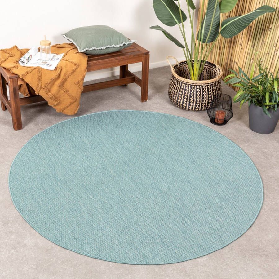 Fraai Rond buitenkleed Costa Turquoise Ø 120cm