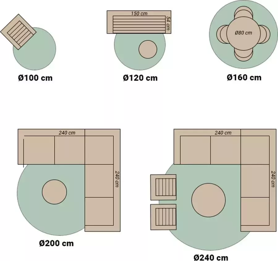 Fraai Rond buitenkleed Costa Zand Ø 100cm