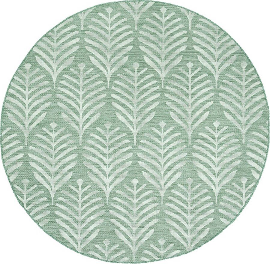 Fraai Rond buitenkleed Summer Leaves Groen Ø 160cm