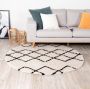 Fraai Rond hoogpolig vloerkleed Grand Diamond Creme Zwart Ø 200cm - Thumbnail 1