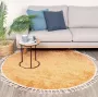 Fraai Rond hoogpolig vloerkleed Lofty Fringe Geel Ø 150cm - Thumbnail 1