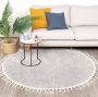 Fraai Rond hoogpolig vloerkleed Lofty Fringe Licht Grijs Ø 100cm - Thumbnail 2