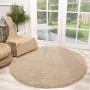 Fraai Rond Hoogpolig vloerkleed Solid Beige Ø 120cm - Thumbnail 1