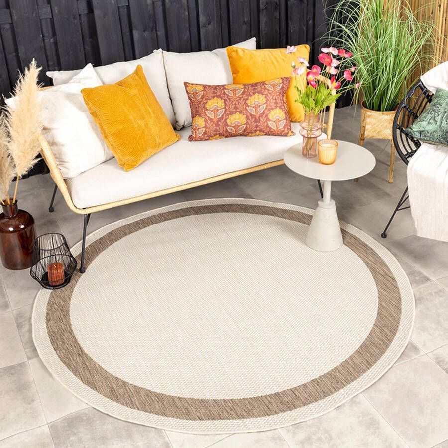 Fraai Rond jute buitenkleed Nomad Edge Creme Ø 240cm
