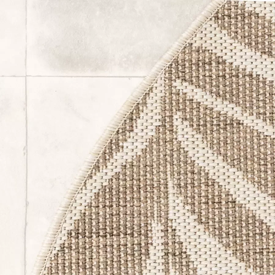 Fraai Rond jute buitenkleed Nomad Leaves Creme Ø 200cm