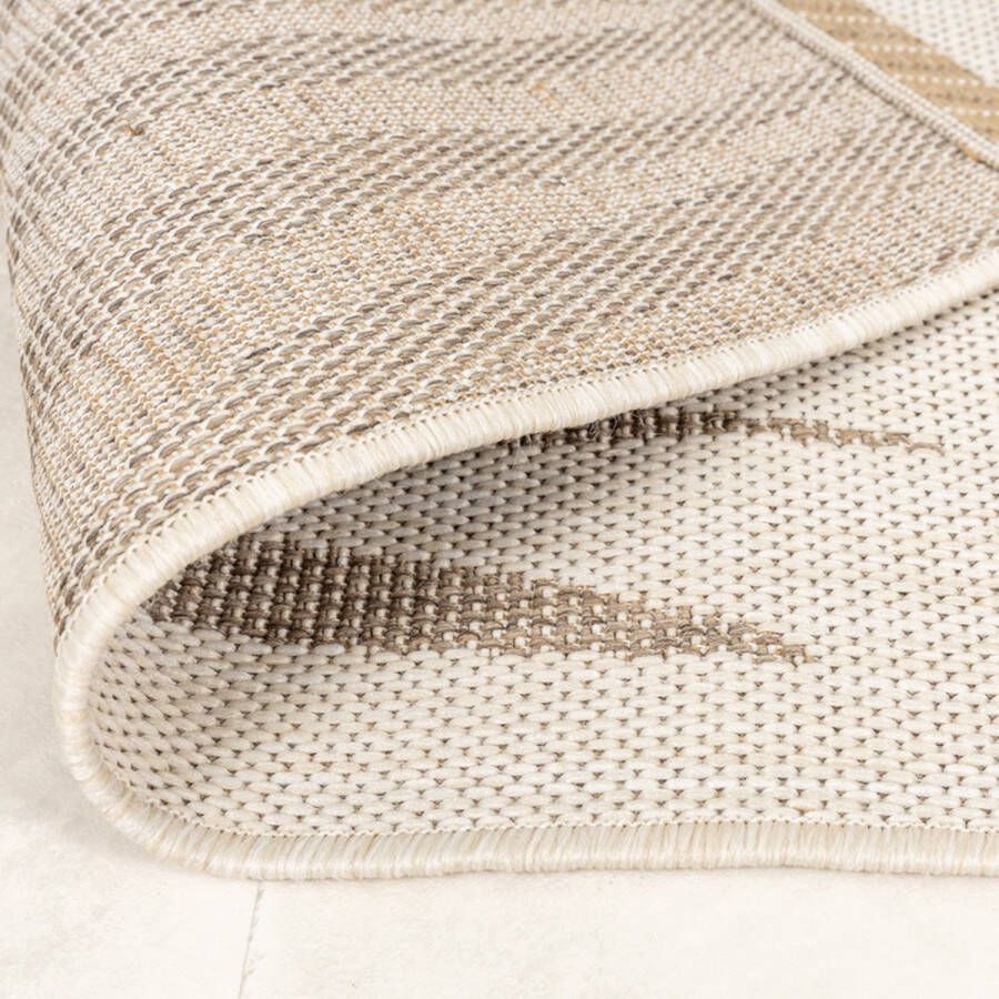Fraai Rond jute buitenkleed Nomad Leaves Creme Ø 240cm