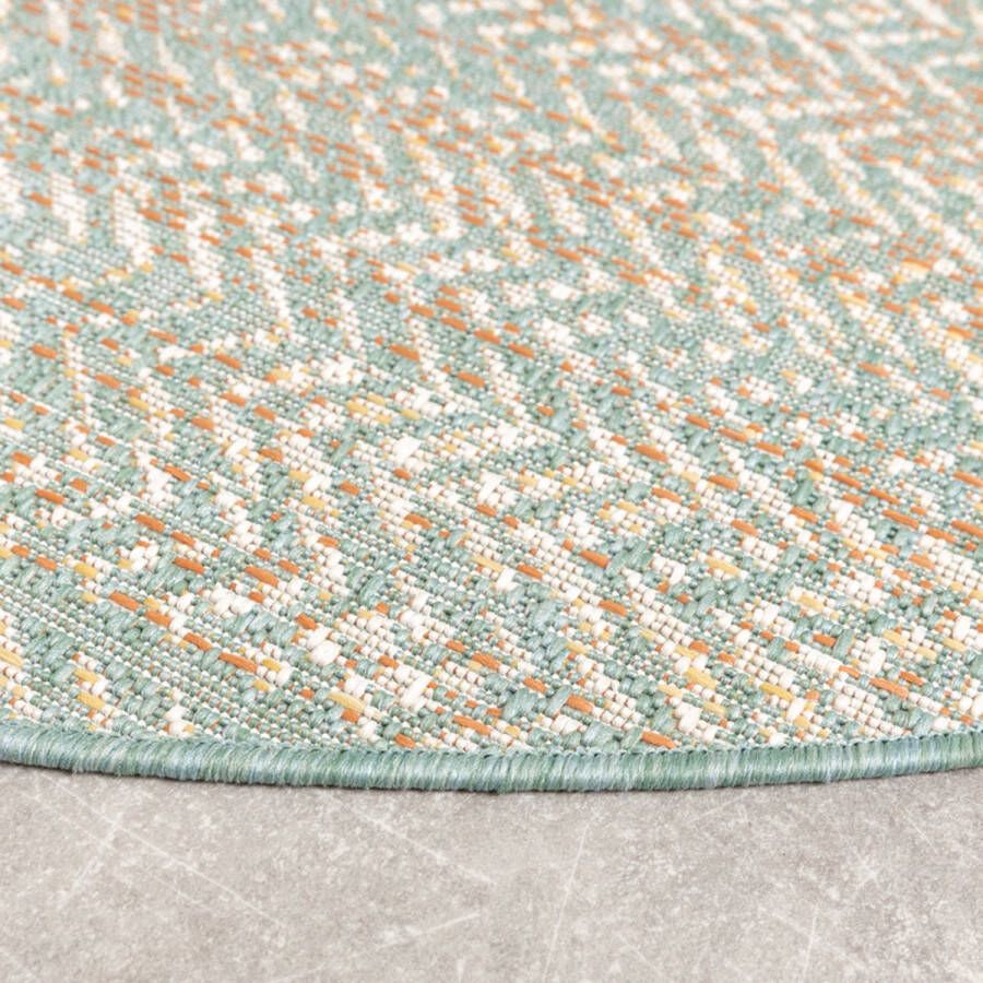 Fraai Rond modern buitenkleed Playa Aztec Groen Ø 160cm