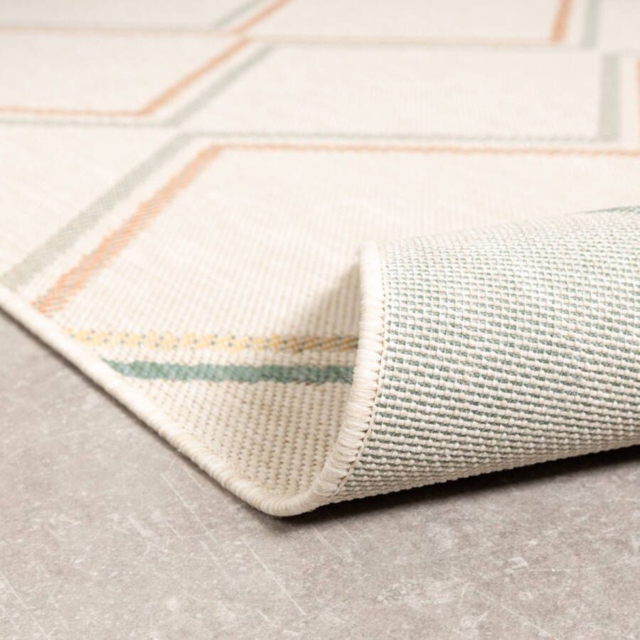 Fraai Rond modern buitenkleed Playa Pattern Creme Ø 160cm