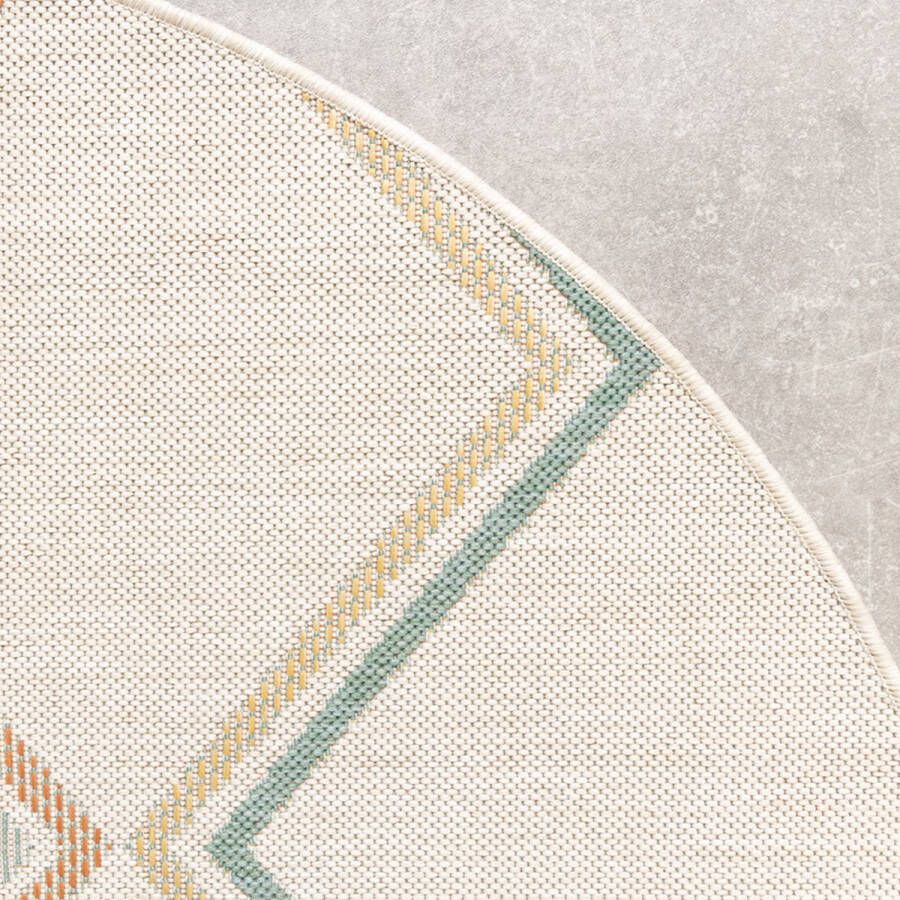 Fraai Rond modern buitenkleed Playa Pattern Creme Ø 200cm