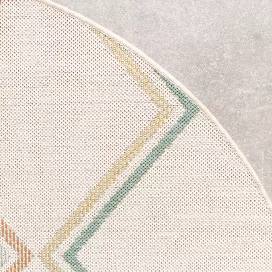 Fraai Rond modern buitenkleed Playa Pattern Creme Ø 200cm