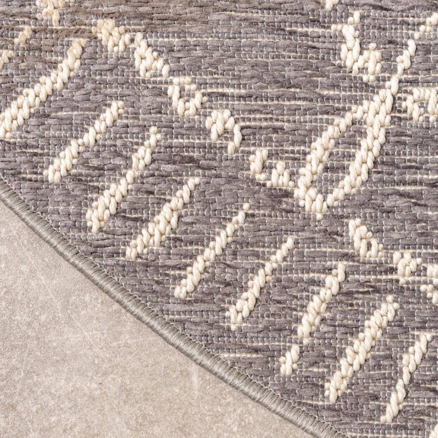 Fraai Rond modern buitenkleed Porto Aztec Lichtgrijs Ø 160cm
