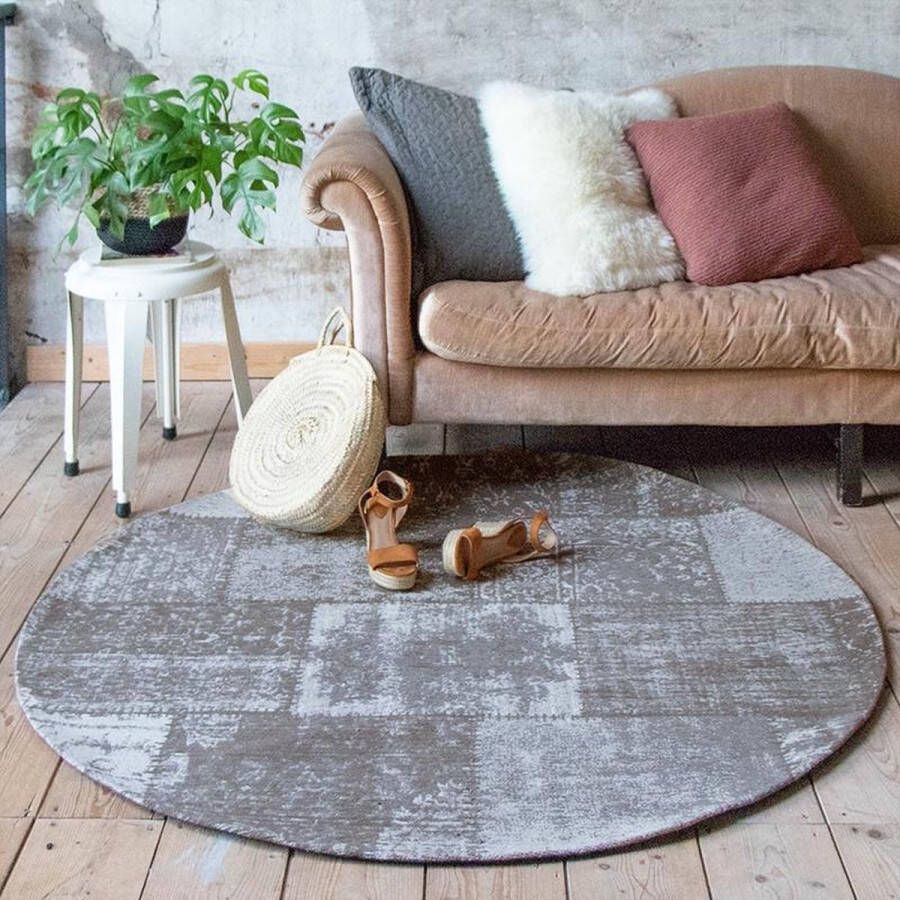 Fraai Rond patchwork vloerkleed Dreams Grijs Ø 200cm