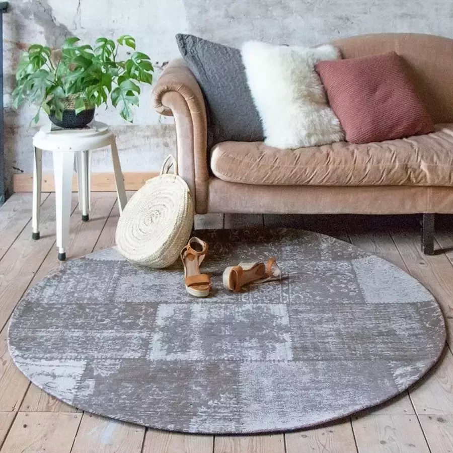 Fraai Rond patchwork vloerkleed Dreams Grijs Ø 200cm