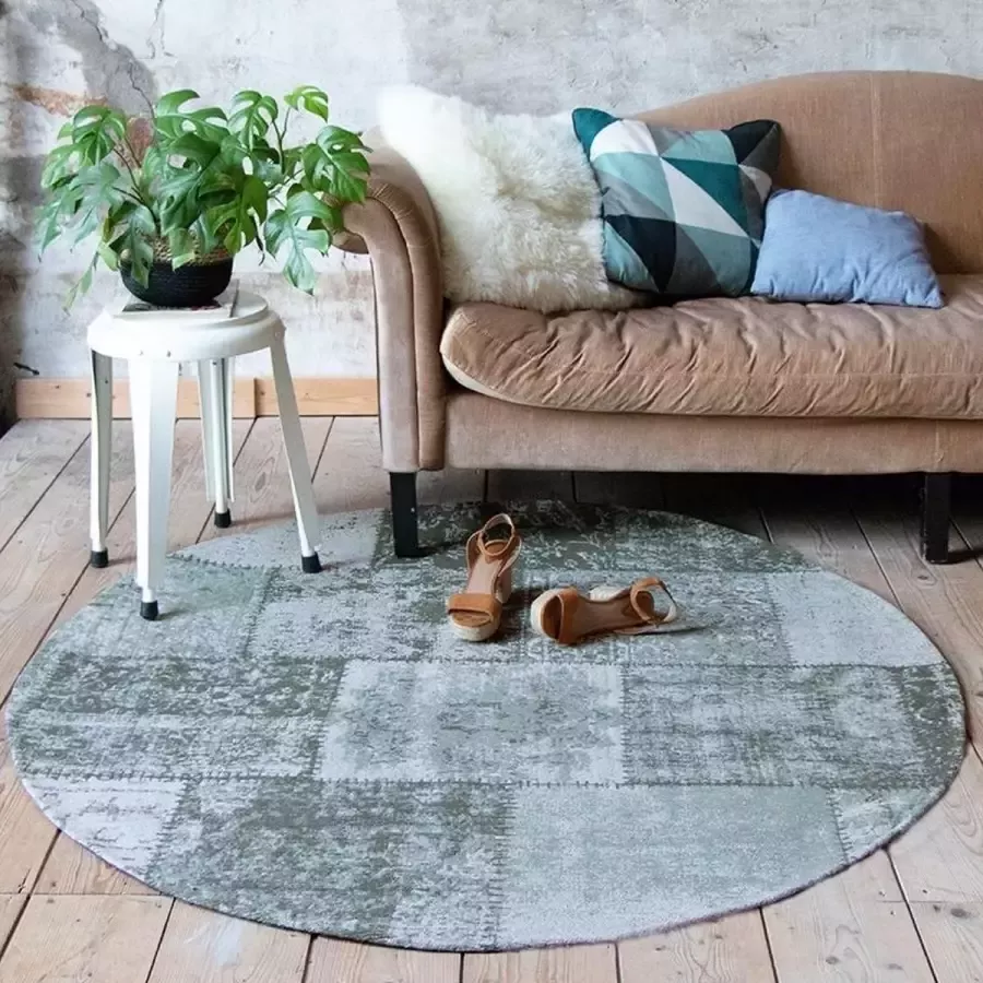 Fraai Rond patchwork vloerkleed Dreams Groen Ø 220cm