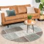 Fraai Rond patchwork vloerkleed Spring Groen Grijs Ø 200cm - Thumbnail 2