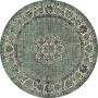Fraai Rond vintage vloerkleed Wonder Groen Zwart Ø 150cm - Thumbnail 1