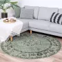 Fraai Rond vintage vloerkleed Wonder Groen Zwart Ø 180cm - Thumbnail 1