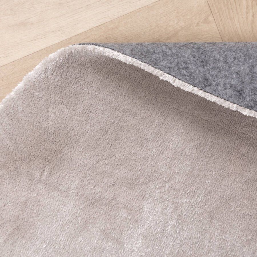 Fraai Rond wasbaar viscose vloerkleed Vive Grijs Ø 120cm
